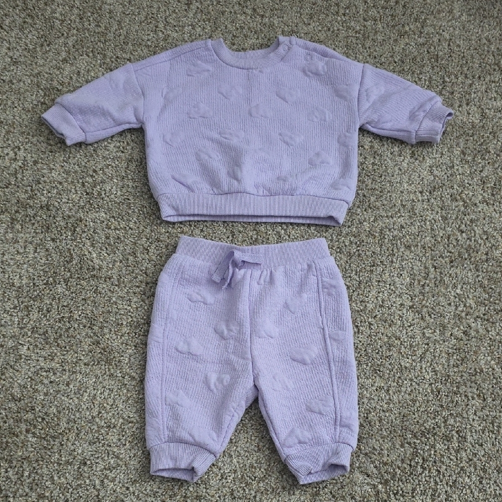 Lavender Textured Baby Sweater and Pants Set